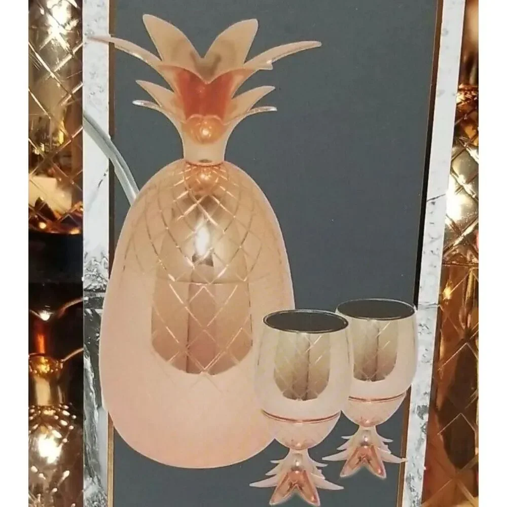 Pineapple Copper Finish Cocktail Tumbler With Shot glasses Stainless Steel
